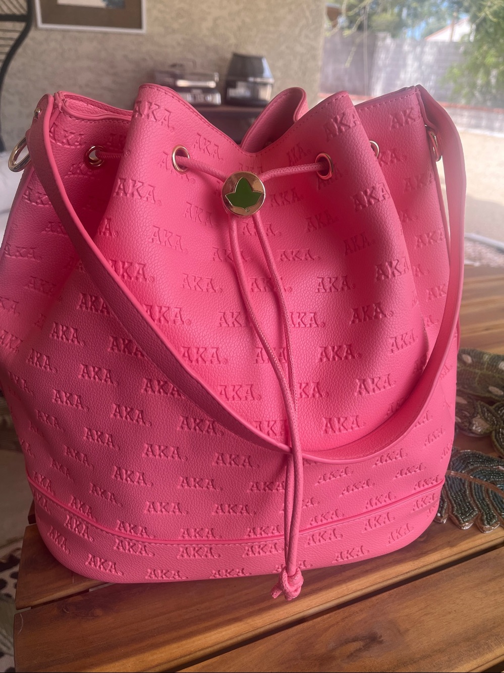 Pink Drawstring Bucket Bag - Picture 2 of 2